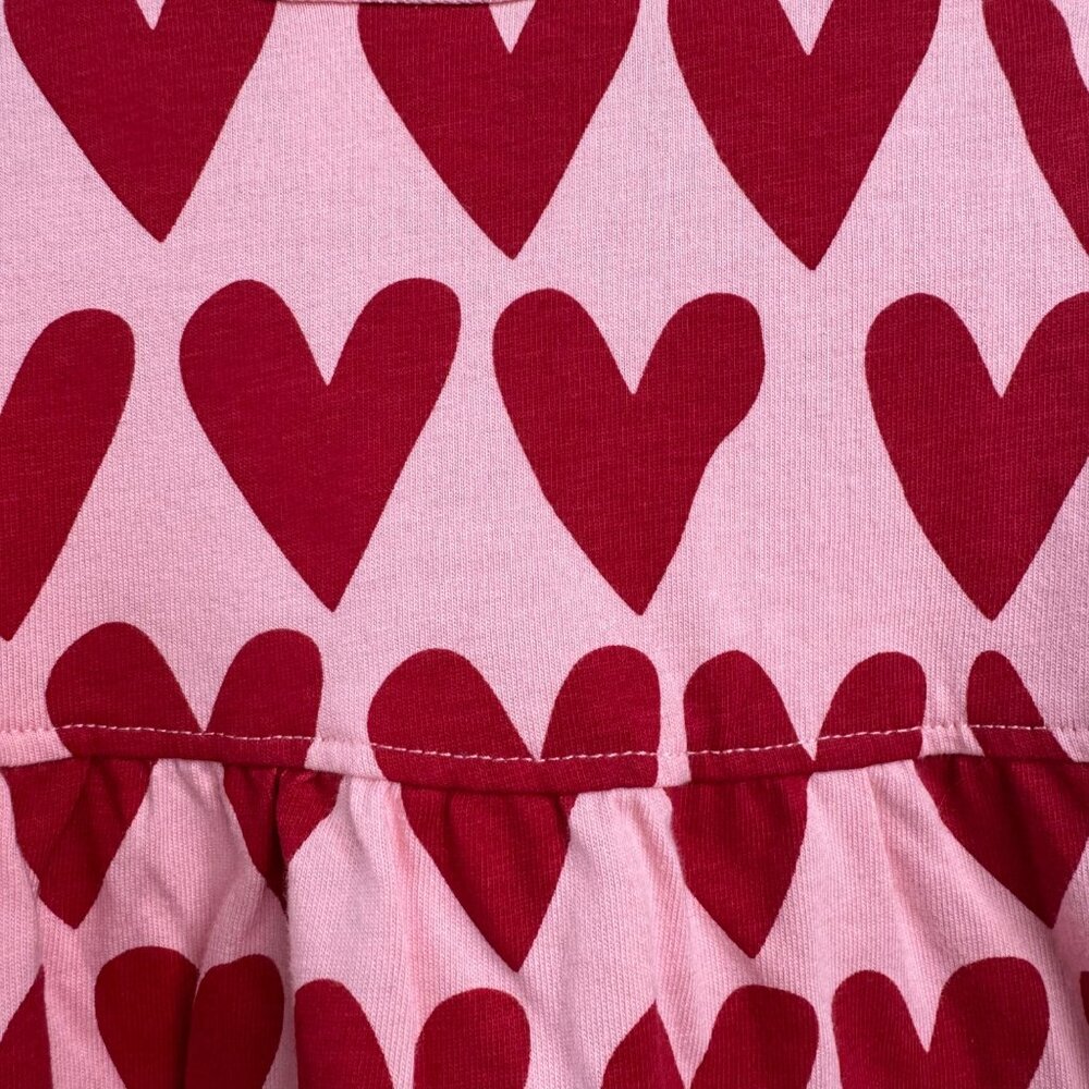 HANNA ANDERSSON Love Hearts Dress Baby 18-24 80 Pink Red Heart Print Valentines - Picture 3 of 6